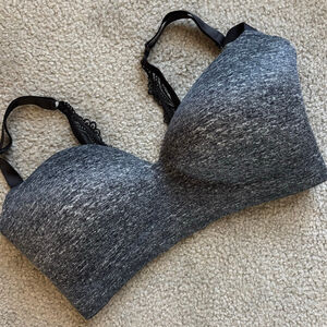 EUC Soma ENBLISS Luxe Wireless Bra with Lace Back in Blurred Heather Quartz 38DD